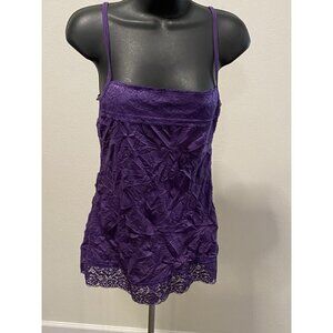 Studio Y Jr.s/Womens Medium Purple Lace Trim Cami Tank Top Babydoll